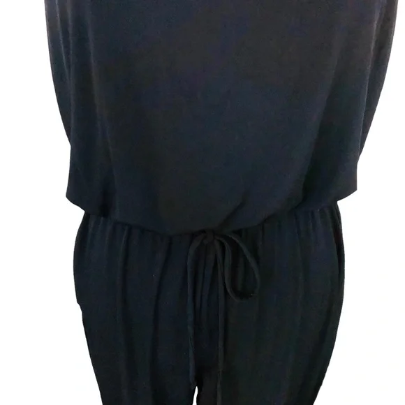 ENFOCUS STUDIO Navy Blue Sleeveless Halter Elastic Tie Waist Stretch Jumpsuit 6 - Picture 3 of 11